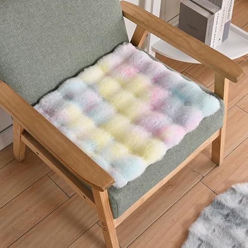 IUYIXWFP Teppiche aus Kaninchenhaar im Kunstpelz, quadratischer Stuhlbezug, Sitzkissen, luxuriöse kleine Teppiche aus Kaninchenfell, Flauschige Bodenmatte für Wohnzimmer,P,50 * 50 cm von IUYIXWFP