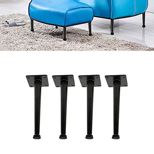 IUokLU Konische Möbelbeine, Schrankbeine aus schwarzem Metall, Couchtischbeine, Nicht verstellbare Stützbeine, mit Befestigungsschrauben – 4 Stück von IUokLU