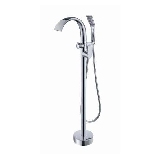 IUokLU Moderner Bad-Duschmischbatterie-Wasserhahn Duschmischer Wasserfall-Wasserhahn Badewanne Einhebel-Standmixer freistehendes Duschkopf-Set Gun Grey,Chrom von IUokLU