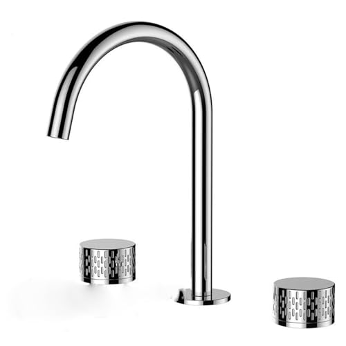 IUokLU Moderner Badewannen-Duschmischhahn Wannenhahn Kalt- und Whirlpoolhahn Doppelgriff Messing-Duschhahn Deckenmontage Badewannen-Duschfüller Mischbatterie,Chrom von IUokLU