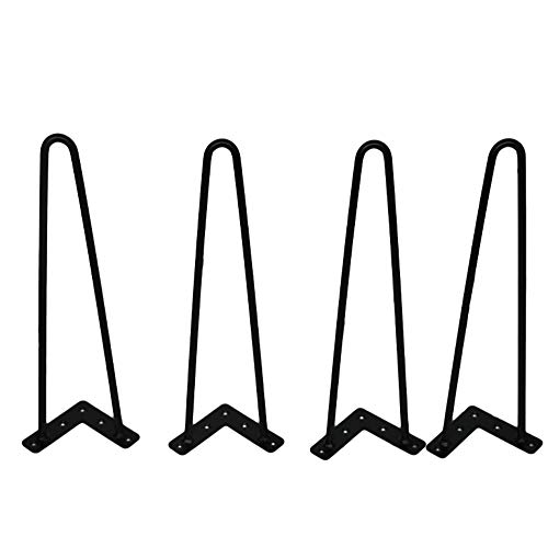 IUokLU Möbelbeine Schwarze Haarnadelbeine, schwere Couchtischbeine aus Metall, austauschbare Sofabeine, Schrankbeine, mit Schrauben + Fußpolstern – 4 Stück von IUokLU