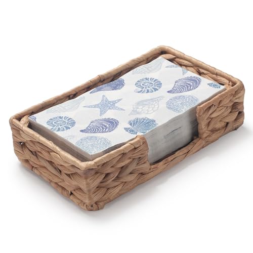 Quadrat Serviettenhalter aus Wasserhyazinthe Natürlich Badezimmer Serviettenbox Aufbewahrungsbox für Servietten Papier Rechteck 24 x 14 x 6cm von IVAILEX