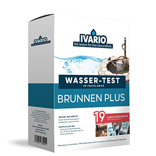 IVARIO Brunnenwasser Plus Wassertest mit Experten-Analyse im Deutschen Fachlabor mit 19 Prüfwerten / 24h-Versand/Leichte Probenahme von IVARIO