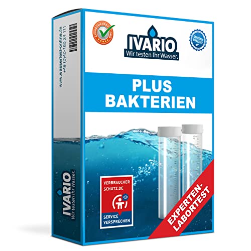 IVARIO Bakterien Plus Wassertest für Trinkwasser/Leitungswasser, Experten-Analyse im akkreditierten Deutschen Fachlabor/24h-Versand/kostenlose Beratung/Einfache Probenahme von IVARIO