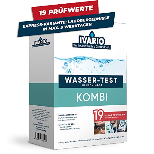 Express-Labor-Wassertest Kombi (19-in-1) für Trinkwasser, Experten-Analyse im Deutschen Fachlabor. Leitungswasser-Test mit 19 Prüfwerten von IVARIO