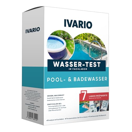 IVARIO Labor Pool- & Bade-Wassertest, Experten Wasseranalyse für Pool Wassertester im Deutschen Fachlabor. Prüft Pool- und Badewasser auf Bakterien und Keime, sowie auf den ph-Wert und die Wasserhärte von IVARIO