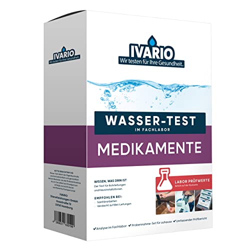 IVARIO Labor-Wassertest Arzneimittel & Pestizide für Trinkwasser/Leitungswasser, Experten-Analyse im akkreditierten Deutschen Fachlabor / 24h-Versand/Einfache Probenahme von IVARIO