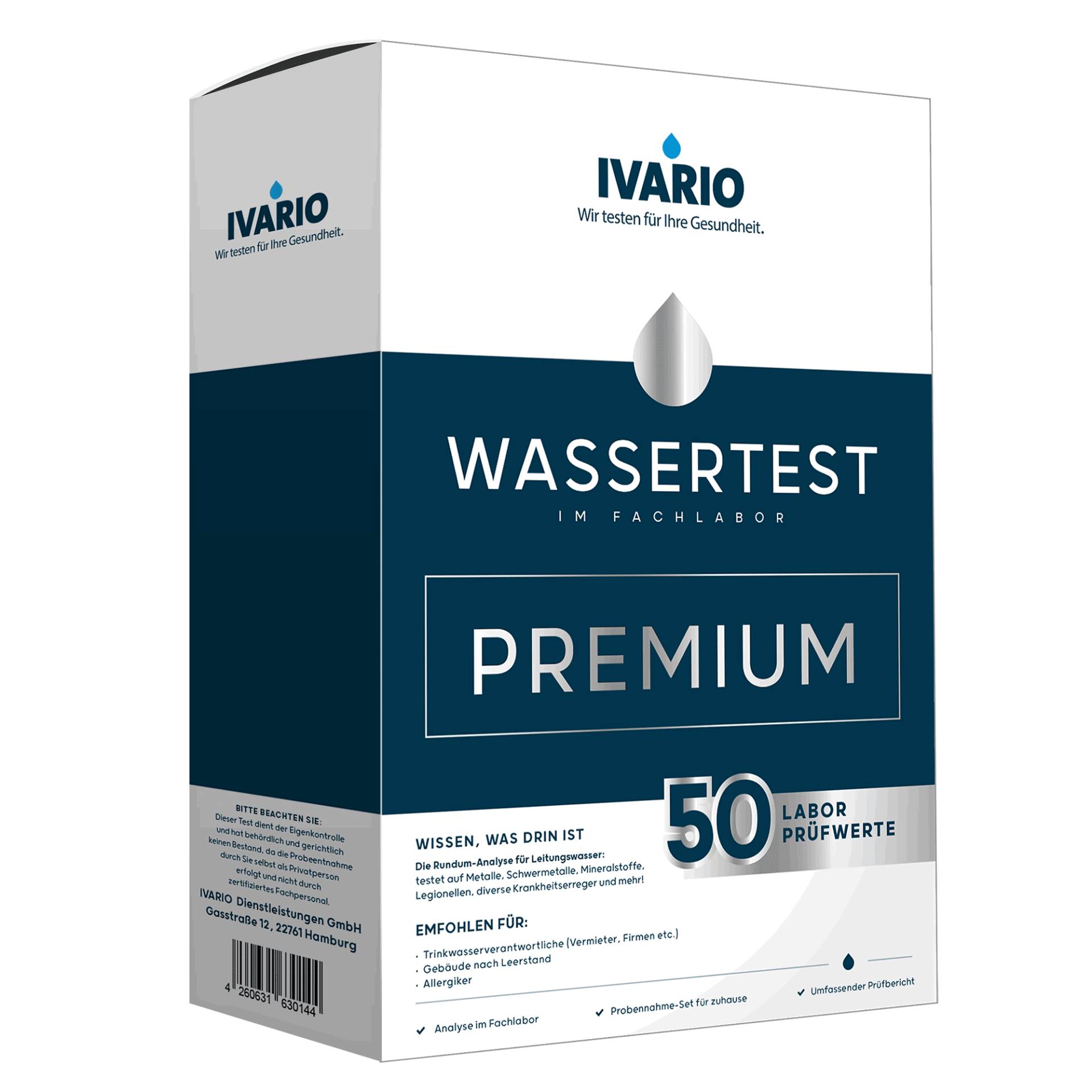 IVARIO Wassertest 'Premium' 50 Prüfwerte + Legionellen von IVARIO