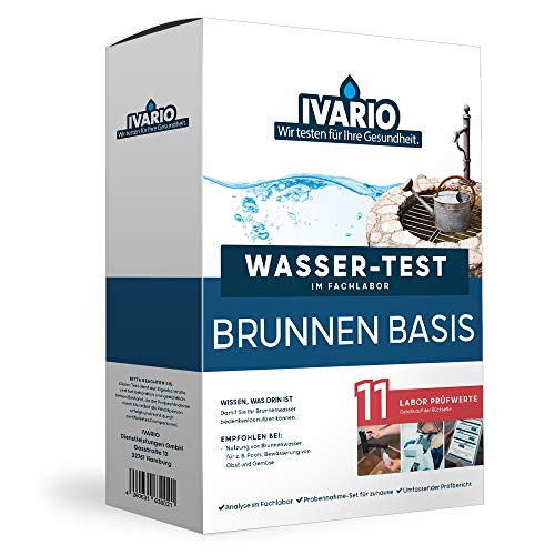 Labor-Wassertest Brunnenwasser Basis, Experten-Laboranalyse im Deutschen Fachlabor mit 11 Prüfwerten/24h-Versand/kostenlose Expertenberatung/Kinderleichte Probenahme von IVARIO