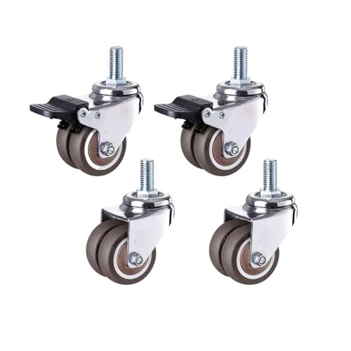 4 PCS 2 Zoll Heavy Duty Swivel Rod Gummirollen M12 x 25mm Feststellrollen Möbel Ersatzrollen(B) von IVEKYKIBC