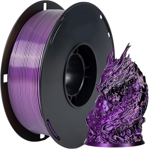 3D Drucker Filament 1,75mm PLA - Silk Filament-3D-Druckmaterialien, Maßgenauigkeit +/-0,02mm, Kompatibel mit FDM-Drucker, 1KG(2,2lbs)/Spool (Silk Schwarz Violett) von IVEOPPE