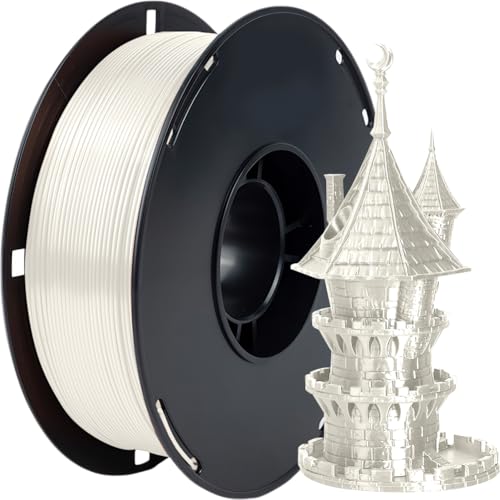 3D Drucker Filament 1,75mm PLA - Silk Filament-3D-Druckmaterialien, Maßgenauigkeit +/-0,02mm, Kompatibel mit FDM-Drucker, 1KG(2,2lbs)/Spool (Silk Weiß) von IVEOPPE