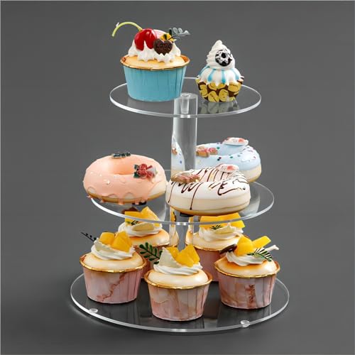 Etagere 3 Etagen Cupcake Ständer - Kuchenständer Kunststoffe Unzerbrechliches, Muffin Ständer, für Cupcake, Keks, Obst, Muffin, Dessert von IVEOPPE