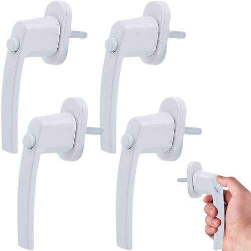 Fenstergriffe Abschliessbar Kindersicherung Balkontürgriff Weiß - 4 Stück Fenstersicherung Fenstergriff Schlüsselloses mit Druckknopf, 35mm langem Stift von IVEOPPE