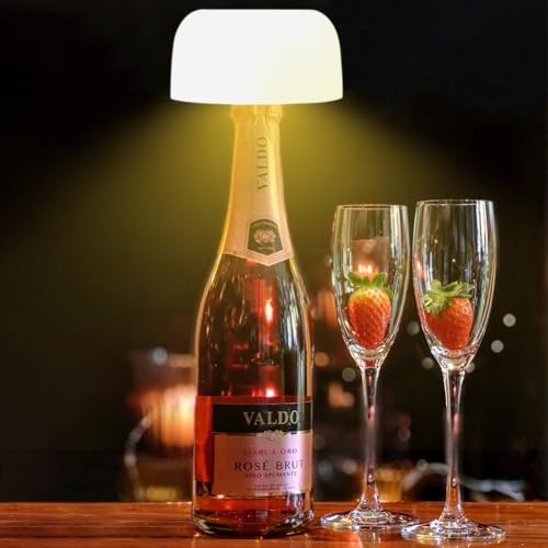 IVEOPPE LED Flaschenlampe Flaschenlicht Akku Tischleuchte - RGB Touch Lampe Kabellos, Tischlampe, Flaschenlampe LED Aufladbar, für Esszimmer Schlafzimmer Camping (Weiß) von IVEOPPE