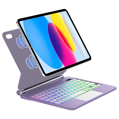 IVEOPPE Magic Keyboard für iPad 10. Generation & iPad 11" A16 (2025), Magnetische Freischwebende Design, Präzises Multi-Touch Trackpad Tastatur für ipad 10 10,9 Zoll / A16 11 Zoll, Lila von IVEOPPE