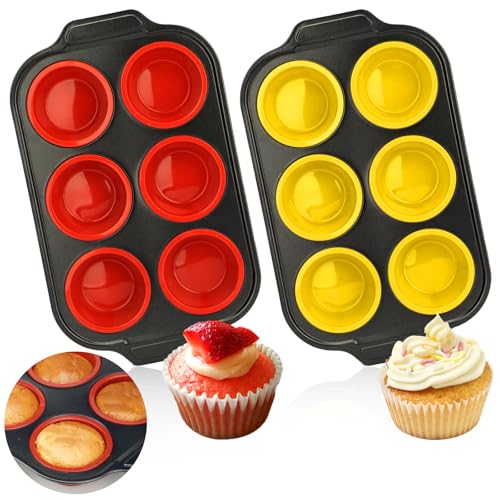 IVEOPPE Muffinblech, 2 Stück Mini-Silikon-Kohlenstoffstahl-Muffinform, silikon Muffinbackformen Backblech 31 x 18 cm,für 12 Muffins,für Papierbecherkuchen,Muffinform Mlech,Minimuffinform(Rot and Gelb) IVEOPPE Muffinblech, 2 Stück Mini-Silikon-Kohlenstoffstahl-Muffinform, silikon Muffinbackformen Backblech 31 x 18 cm,für 12 Muffins,für Papierbecherkuchen,Muffinform Mlech,Minimuffinform(Rot and Gelb) von IVEOPPE