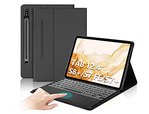 IVEOPPE Samsung Galaxy Tab S7 FE Tastatur, Tastatur Hülle für Samsung Galaxy Tab S7 FE/S7+/S8+ 12.4'', Abnehmbarer Tastatur für Galaxy Tab S7 Plus/S8 Plus mit QWERTZ Layout, Grau IVEOPPE Samsung Galaxy Tab S7 FE Tastatur, Tastatur Hülle für Samsung Galaxy Tab S7 FE/S7+/S8+ 12.4'', Abnehmbarer Tastatur für Galaxy Tab S7 Plus/S8 Plus mit QWERTZ Layout, Grau von IVEOPPE
