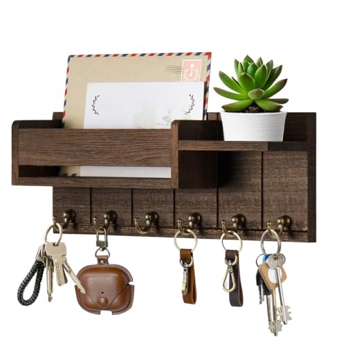 IVEOPPE Schlüsselbrett mit Ablage,Schlüsselkasten Holz,mit 6 Schlüsselhaken,Schlüsselkasten Modern,Schlüsselhalter Wand für Wohnzimmer, Küche, Büro, Flur, Schlafzimmer,Holz von IVEOPPE