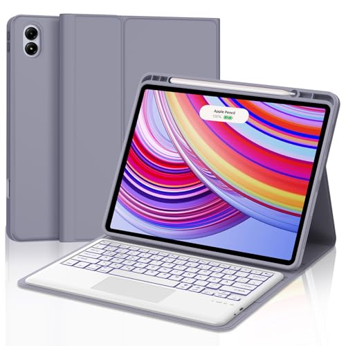 IVEOPPE Hülle Tastatur für Redmi Pad Pro 12.1 Con Touchpad, Tastatur für Xiaomi Poco Pad 2024, 7-Farbige Beleuchtung, Bluetooth Magnetisch Keyboard für Redmi pad Pro/Xiaomi Poco pad 12.1 Zoll, Lila von IVEOPPE