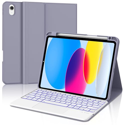 Hülle mit Tastatur für iPad A16 11 Generation 2025/10 Generation 2022, Bluetooth Magnetische Tastatur für iPad 11./10. Gen (11/10.9 Zoll) con Touchpad, Beleuchtung QWERTZ Layout Keyboard, Lila Hülle mit Tastatur für iPad A16 11 Generation 2025/10 Generation 2022, Bluetooth Magnetische Tastatur für iPad 11./10. Gen (11/10.9 Zoll) con Touchpad, Beleuchtung QWERTZ Layout Keyboard, Lila von IVEOPPE