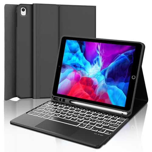 IVEOPPE Tastatur iPad 9. Generation mit Touchpad, iPad 10.2" Tastatur mit Hülle (iPad 9./8./7. Generation), Magnetisch Abnehmbarer mit QWERTZ Tastatur für iPad Air 3 und iPad Pro 10.5, Schwarz von IVEOPPE