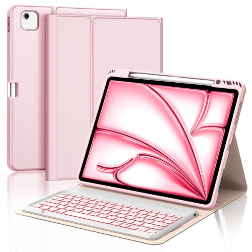 IVEOPPE Tastatur für iPad Air 13 (2025/2024), Hülle mit Tastatur für iPad air 13 Zoll M3/M2, 7-Farbige Beleuchtung, Magnetisch Bluetooth QWERTZ Keyboard für Air 13" 2025 M3/2024 M2, Rosa IVEOPPE Tastatur für iPad Air 13 (2025/2024), Hülle mit Tastatur für iPad air 13 Zoll M3/M2, 7-Farbige Beleuchtung, Magnetisch Bluetooth QWERTZ Keyboard für Air 13" 2025 M3/2024 M2, Rosa von IVEOPPE