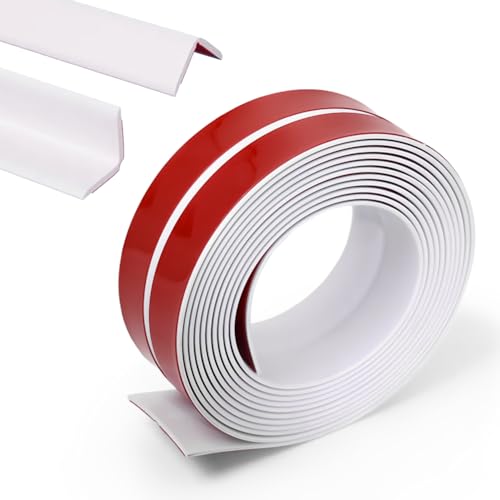 Kantenschutz Selbstklebend Weichsockelleiste Leisten Weiß - 10 x 10mm 8 Meter Flexible Winkelleiste Kunststoff, für Türen, Fenster, Wände, Küche, Fliesen von IVEOPPE