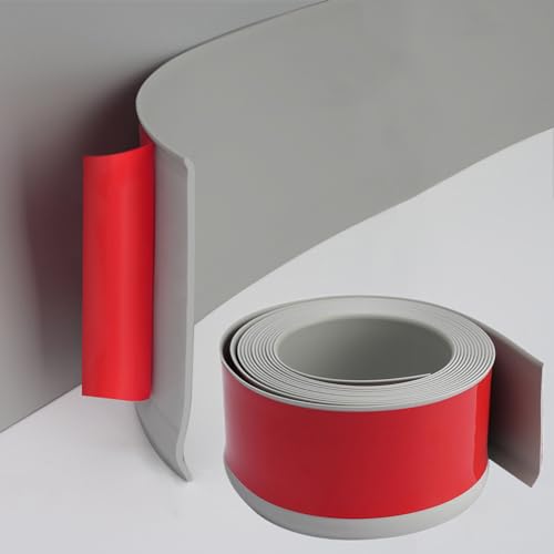 PVC Weichsockelleiste Selbstklebend - 10cm x 3m Sockelleiste Selbstklebend, Flexible Zierleiste Sockelleisten für Küche Badezimmer Wohnzimmer (Grau 3M) von IVEOPPE