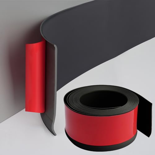 PVC Weichsockelleiste Selbstklebend - 10cm x 3m Sockelleiste Selbstklebend, Flexible Zierleiste Sockelleisten für Küche Badezimmer Wohnzimmer (Schwarz 3M) von IVEOPPE