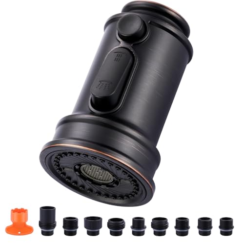 Küchenarmatur-Sprühkopf Ersatz: 3 Funktionen Pull Down Sprühkopf für Küchenarmatur mit 9 Adaptern - Ölgeriebene Bronze herausziehbare Wasserhahn-Sprühdüse kompatibel mit amerikanischem Standard Küchenarmatur-Sprühkopf Ersatz: 3 Funktionen Pull Down Sprühkopf für Küchenarmatur mit 9 Adaptern - Ölgeriebene Bronze herausziehbare Wasserhahn-Sprühdüse kompatibel mit amerikanischem Standard von IVIGA