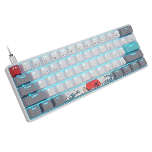 60 Prozent RGB Backligit Gaming-Tastatur mit heiß-swappbaren optischen Switches durchscheinende PBT-Tastaturkaps mit Verdrahtung des Designs, das mit verschiedenen Geräten kompatibel ist(Glacier Yello von IVLAZLRG