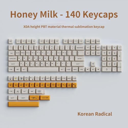 IVLAZLRG Benutzerdefinierte Honigmilchthema PBT -Schlüsselkaps 140 XDA -Profil kompatibel mit MX Switches Thermal Sublimation Process(Korean-140 Keys) von IVLAZLRG