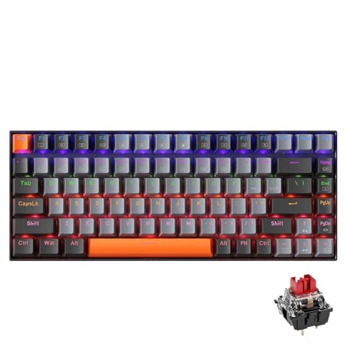 IVLAZLRG Machene K500A-B84 75 Prozent TKL Wired Keyboard Heißer Swapper mit 6 Farb Hintergrundbeleuchtung kompatibel mit PC- und Laptop-Spielern(Wired Red Switch) von IVLAZLRG
