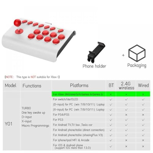 IVLAZLRG Wireless Retro Arcade Game Controller Joystick für PS3 Android Mobile kompatibel mit verschiedenen Geräten(White) von IVLAZLRG