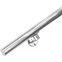 Edelstahl-Treppengeländer - poliert - 120 cm + 2 Halterungen - Silber von VIVOL