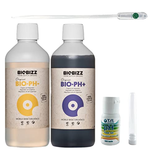 BioBizz Bio Down + Bio Up je 500 ml + PH Test Kit Senker Heber Biologisch Dünger Regulierung + Pipette von IVORYS-GARDEN