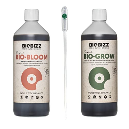 BioBizz Bio Grow + Bio Bloom 2x1 Liter Set Blüte NPK Wachstum Dünger + Pipette von IVORYS-GARDEN