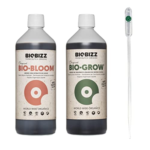 BioBizz Bio Grow + Bio Bloom 2x500 ml Set Blüte NPK Wachstum Dünger + Pipette von IVORYS-GARDEN