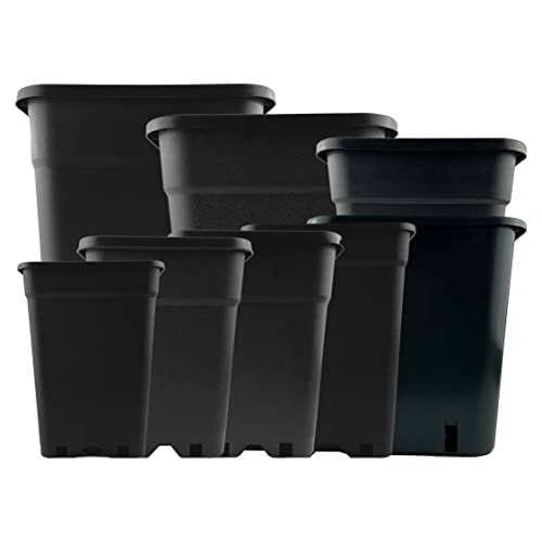 IVORYS-GARDEN 1x Pflanztopf Eckig 5 Liter 18x18x22,5 cm Pflanztöpfe viereckig schwarz + Pflanzenschild für Innen- und Außenbereich von IVORYS-GARDEN
