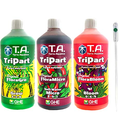 IVORYS-GARDEN GHE TRI-Part Flora Series Pack Dünger Grow Micro SW Bloom Set Senua General Soft-Water Europe Hydroponics TA T.A. Flora-Gro (Weiches Wasser) von IVORYS-GARDEN