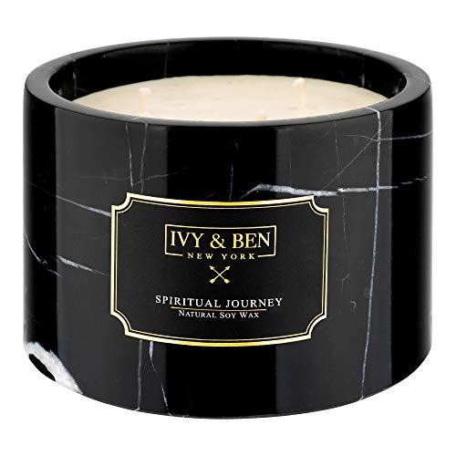 IVY & BEN NEW YORK - Premium Durftkerze in echtem Marmor - 100% Sojawachs (Spiritual Journey, Luxury) von IVY & BEN NEW YORK