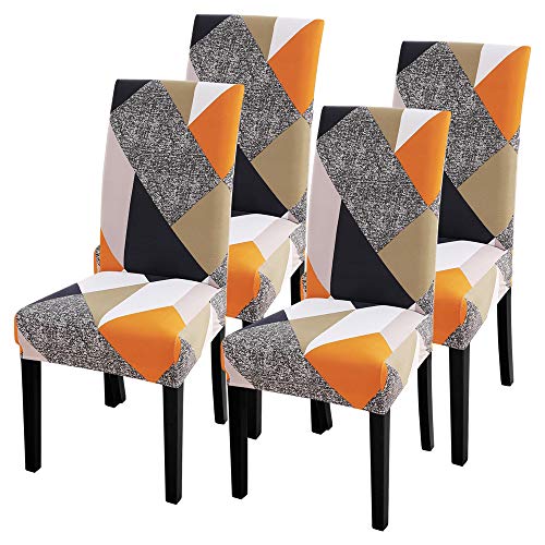 IVYSHION Stuhlhussen 4er Set Stretch Stuhlbezug Moderne Stuhlüberzug Elastische Abnehmbar Waschbar Spannbezug für Esszimmerstühle Schwingstuhl Bezug Hochzeit Büro Bankette Partys Deko(Orange,4 Stück) von IVYSHION