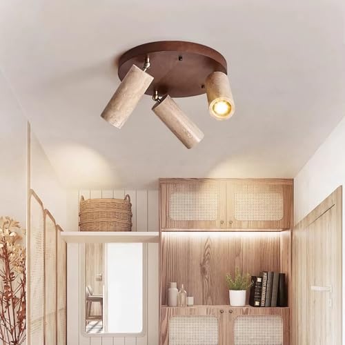 Holz Deckenleuchte Deckenspot Retro Rustikal E27 3 Flammig Vintage Deckenlampe Design Leuchte für Flur Korridor Wohnzimmer Esszimmer Diele Spots Lampe Deckenstrahler Inkl Warmweiß LED-Glühbirne (B) Holz Deckenleuchte Deckenspot Retro Rustikal E27 3 Flammig Vintage Deckenlampe Design Leuchte für Flur Korridor Wohnzimmer Esszimmer Diele Spots Lampe Deckenstrahler Inkl Warmweiß LED-Glühbirne (B) von IWANTDO