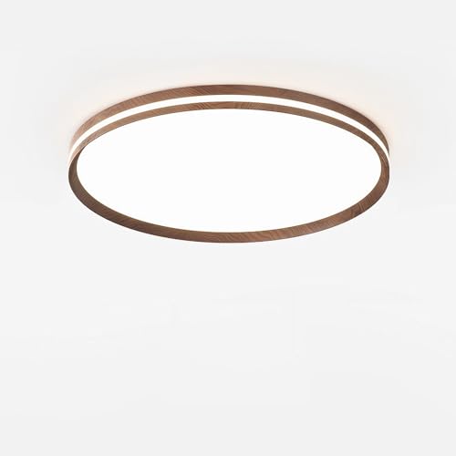 IWANTDO Deckenleuchte LED Dimmbar Schlafzimmer Lampe Wohnzimmer Leuchte mit Fernbedienung 3000-6000K Modern Minimalistisch Rund Deckenlampe für Esszimmer Wohnung Lobby Weiß Schirm Walnussfarbe (50cm) von IWANTDO