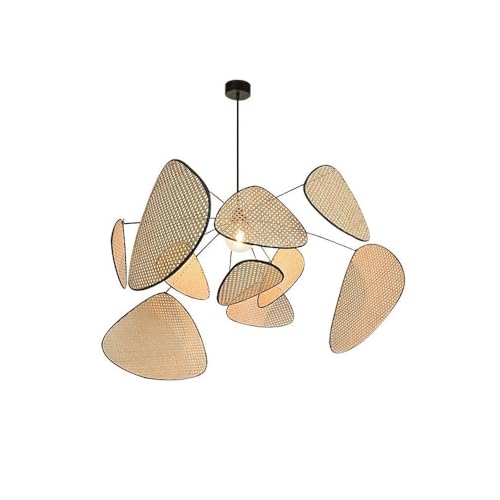 IWANTDO Kronleuchter Rattan Pendelleuchte Modern Hängelampe für Esszimmer Wohnzimmer Küche Hotel Lampe BD408 E27 Leuchte Max 40W Hängelampe (D80cm) von IWANTDO