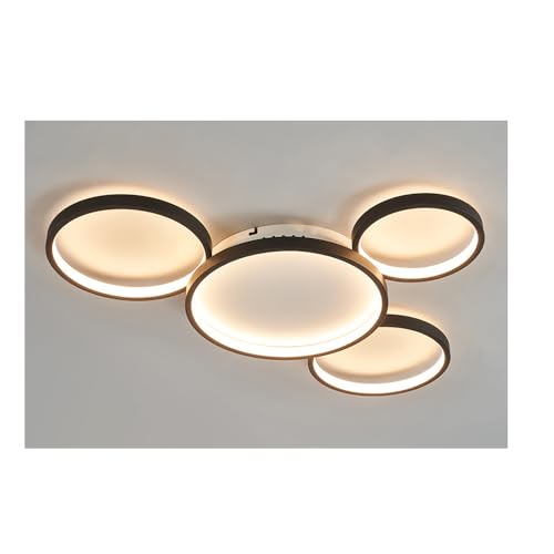 IWANTDO LED Ring Deckenleuchte Dimmbar mit Fernbedienung Lampe für Schlafzimmer Wohnzimmer Esszimmer Modern Rund Design Deckenlampe BD385 Schwarz Innen Beleuchtung (4 Ringe) von IWANTDO