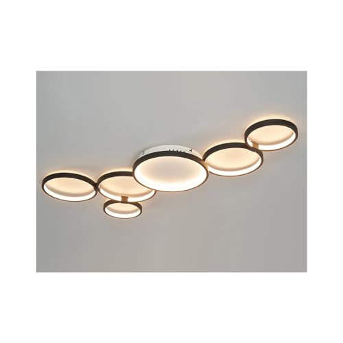 IWANTDO LED Ring Deckenleuchte Dimmbar mit Fernbedienung Lampe für Schlafzimmer Wohnzimmer Esszimmer Modern Rund Design Deckenlampe BD385 Schwarz Innen Beleuchtung (6 Ringe) von IWANTDO