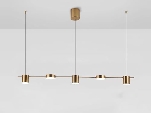 IWANTDO Modern Esszimmerlampe LED Hängeleuchte 3 Farbe Dimmbar Pendelleuchte Höhenverstellbar für Esszimmer Küche Bar Büro Lampe BD425 Kronleuchter Esstisch Leuchte (Gold, 5 Lichter) von IWANTDO
