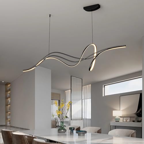IWANTDO Modern LED Hängeleuchte Kochinsel Hängend Esszimmer Lampe Dimmbar Pendelleuchte mit Fernbedienung Kronleuchter für Wohnzimmer Esstisch Büro Bar Leuchte Höhenverstellbar Hängelampe (Schwarz) IWANTDO Modern LED Hängeleuchte Kochinsel Hängend Esszimmer Lampe Dimmbar Pendelleuchte mit Fernbedienung Kronleuchter für Wohnzimmer Esstisch Büro Bar Leuchte Höhenverstellbar Hängelampe (Schwarz) von IWANTDO